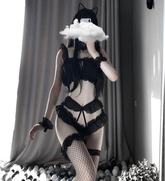 Süße Grls Lolita Anime Cosplay Kostüm Unterwäsche Unterhose Dienstmädchen Outfits Kätzchen Uniform Rollenspiel Katze Mädchen Kawaii Dessous Set Bra5972564