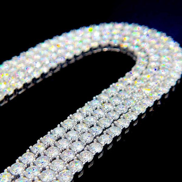 Colares Pingente Colar de Tênis Pulseira Passar Testador de Diamante Iced Out Bling Moissanite Diamante Hip Hop Jóias 925 Corrente de Tênis de Prata 240302