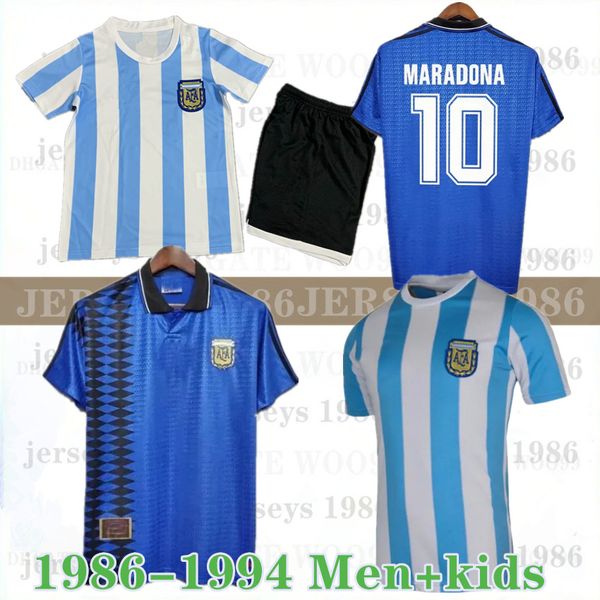 Maglia da calcio maradona 1986 1994 argentina retrò 86 Vintage Classic Argentina Maradona 78 Maglie da calcio Maillot Camisetas de Futbol 86 94 maglia da casa da uomo per bambini