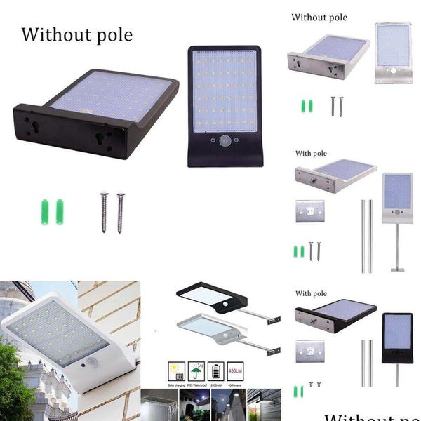 Bolsas de armazenamento novas sacolas de armazenamento 36/48 LED POWER SOLAR LIGHT PIR MOTION SENSOR IP65 Impermeável à prova de rua ao ar livre Jardim da parede da parede Drop Dhtyyy