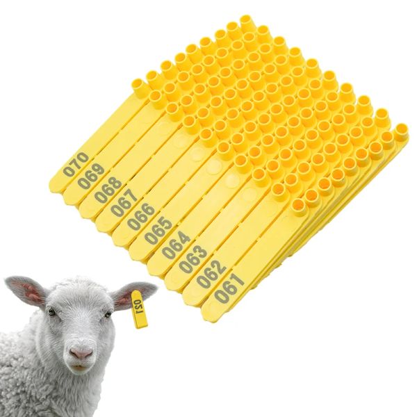 Accessori 500 pezzi Etichette auricolari per capre e pecore Animali da fattoria Cane Coniglio Carta di identificazione Orecchio Digitazione laser Orecchini con testa in plastica No.0012000