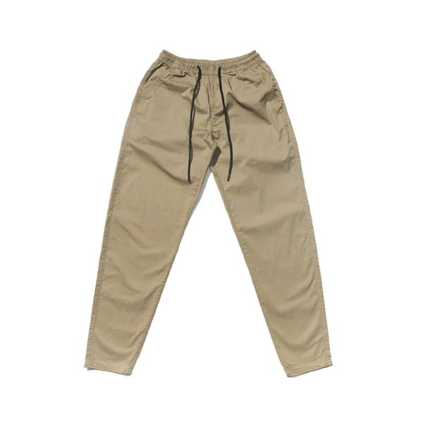 Calças 2023 Primavera de algodão da primavera Spandex Elastic da cintura Hip Hop Casual calça masculino Khaki