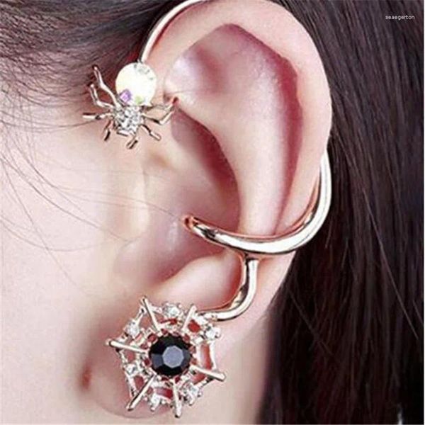 Ohrstecker Mode Punk Frauen Trendy Gold Farbe Ohrring Spinnenförmige Glänzende Kristall Europäischen Vintage Ohrstecker Für