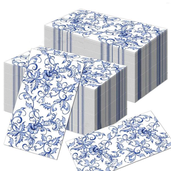Tovagliolo da tavola 100 pezzi Tovaglioli di carta con motivo in porcellana blu e bianco stile cinese 33/40 cm 2 veli usa e getta per banchetti nuziali