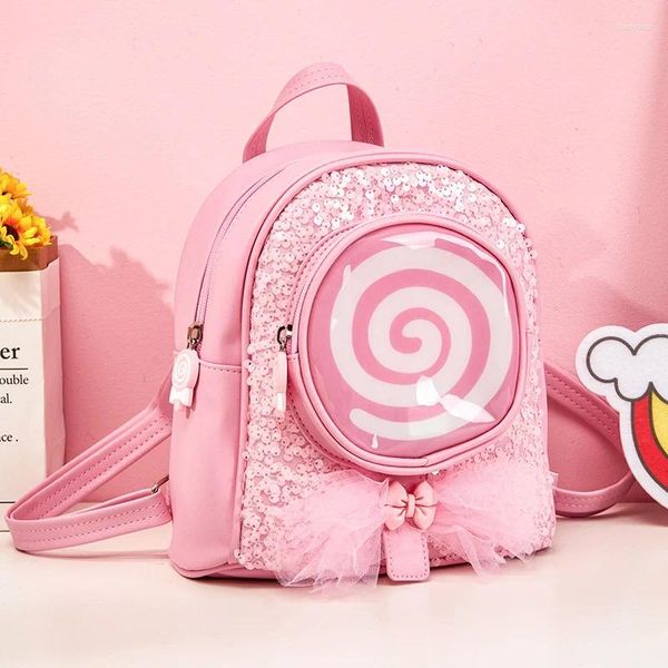 Okul çantaları 2024 lolipop yaratıcı çift omuz arka yabancı kız seyahat eden çocuk anaokulu küçük okul çantası prenses bebek karikatür