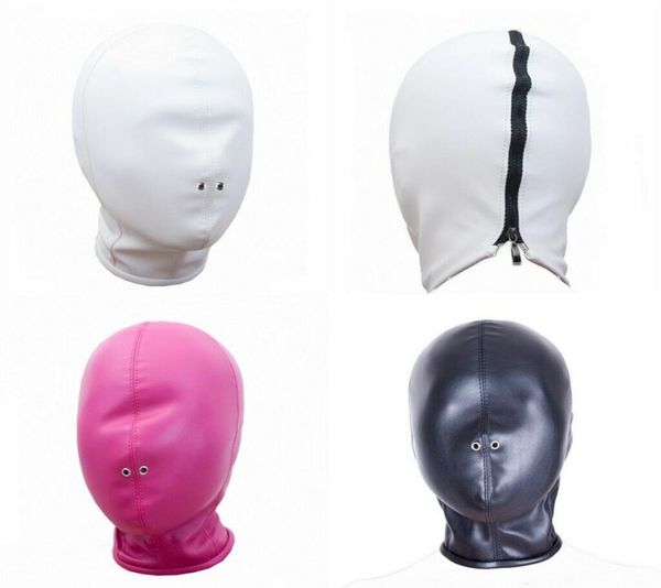 Bondage Kopfhaube aus weichem Leder, vollständig bedeckte Maske, atmungsaktive Löcher, Fesseln, Rollenspiele, R784946763