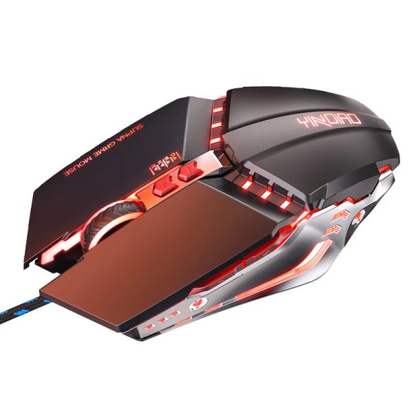 Ratos brandnew profissional gaming mouse com fio mouse 3200 dpi ergonômico mouse óptico movimento rápido metal mouse para computador portátil