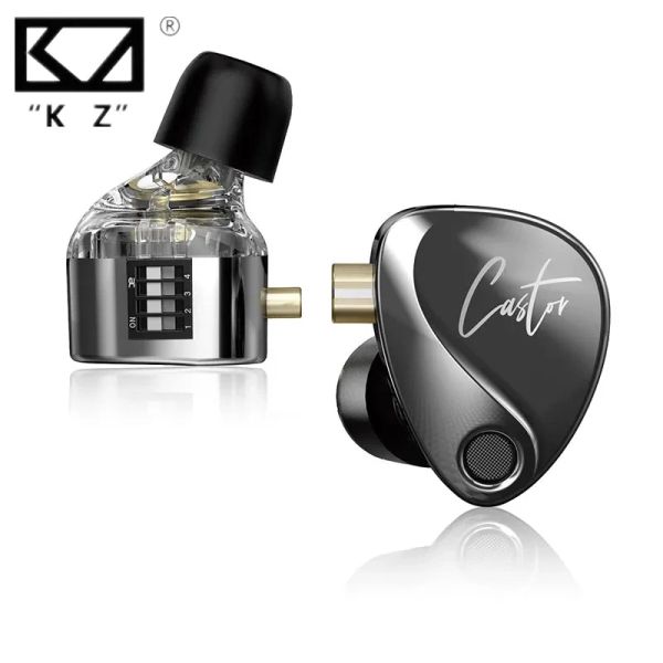 Fones de ouvido KZ Castor In Ear HiFi Fone de ouvido 2 Dynamic Highend Tunable Balanced Armature Headset Monitor Headphone Sports Canceling Earbuds