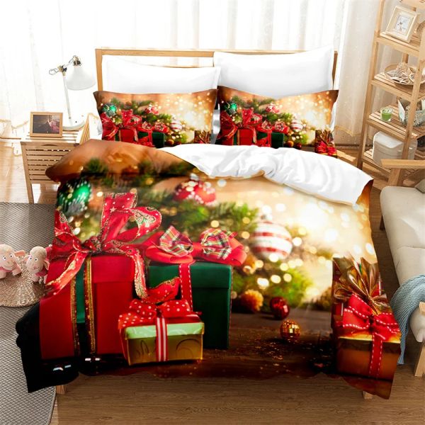 Defina decorações de Natal Conjunto de roupas de cama para crianças de edredão Conjunto de covers de maquia