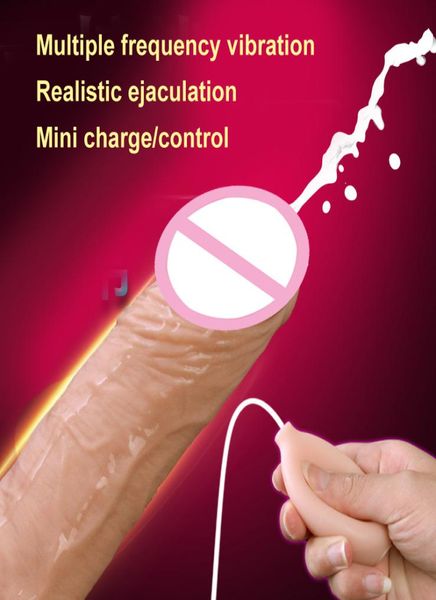 Prodotti del sesso Vibrazione Dildo Schizzi Dildo cazzo Eiaculatore Dildo Sensazione della pelle Pene realistico Cazzo Dildo giocattoli del sesso per donna Y12193336