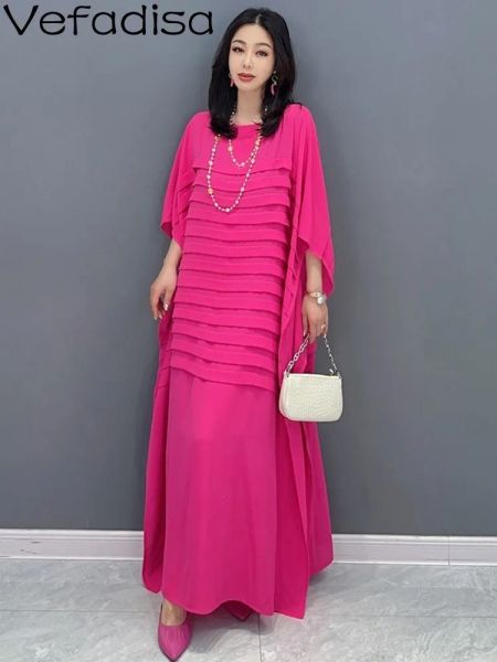 Платья Vefadisa2023, новое летнее модное платье с рукавами «летучая мышь», персонализированное плиссированное платье с кисточками розового, красного и синего цвета, женское элегантное модное платье Zy682