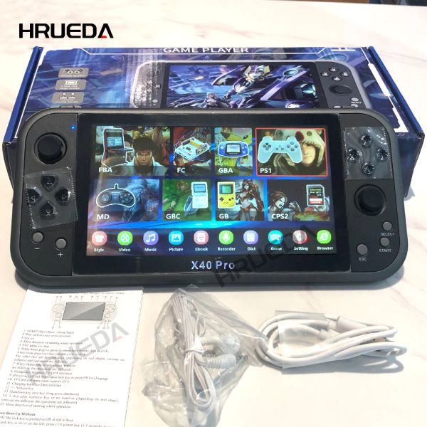 Jogadores X40 Pro Handheld Retro Video Game Console HD Video Game 7 Polegada Double Rocker MP4 Player Cartão TF para Jogos GBA / NES