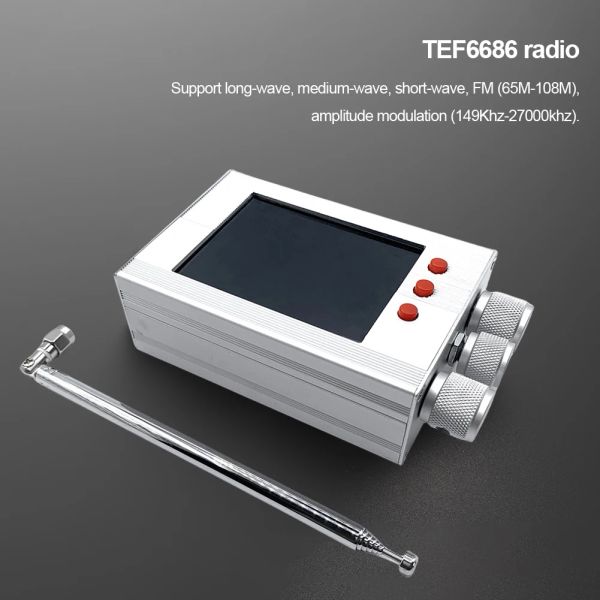 Radio TEF6686 Tragbares Digitalradio 2-Zoll-LCD-Bildschirm Kurzwellenradio mit Teleskopantenne aus Aluminiumlegierung für SW MW LW FM AM