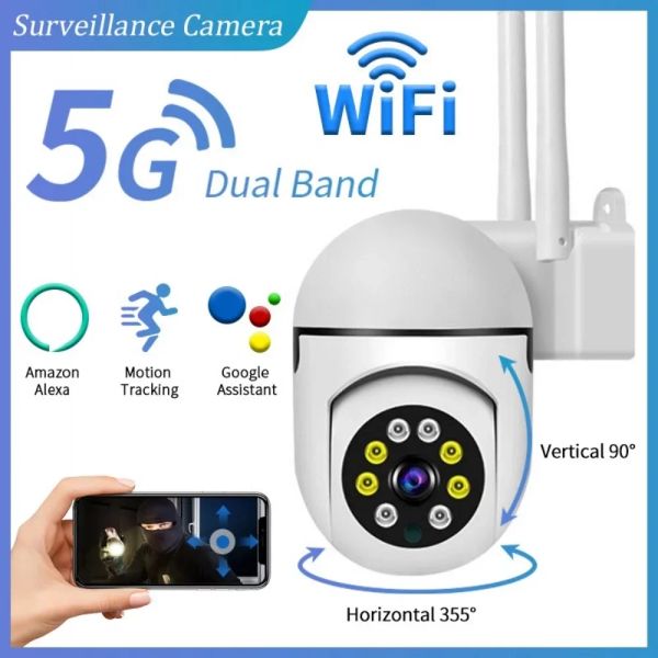 Control 5G Wi -Fi Camera Security Security 2.4G камера Wi -Fi Survalance Camera Ir Night Vision Движение обнаружение IP -камеры для внутренней веб -камеры