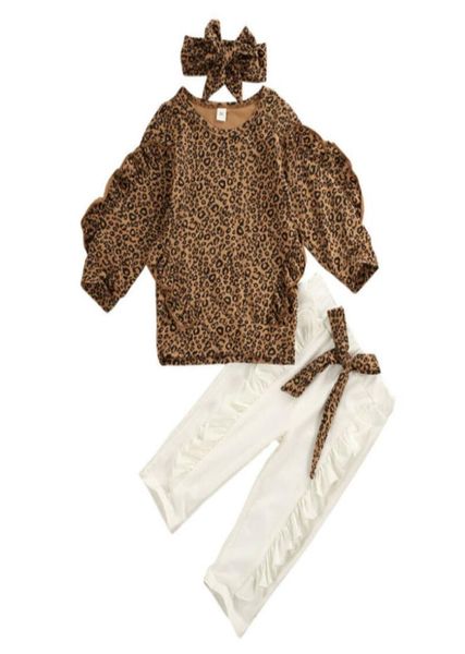 Babykleidung Mädchen Leopardenmuster Tops Hosen Ins Mode T-Shirts Leggings Rüschenhemden Kleid PP Hosen Stirnband Shorts Outfits Kid5103944