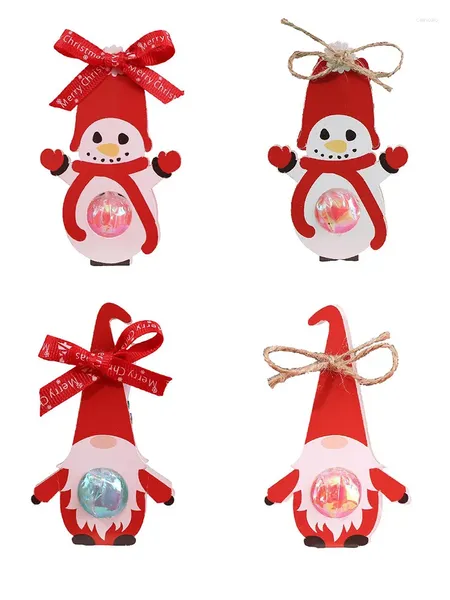 Hediye Sargısı 100/200pcs Noel Kardan Adam Lollipop Tutucu Kraft Kağıt Kartı Noel Paketleme Kutusu Diy Navidad Ağacı Kolye Parti Malzemeleri