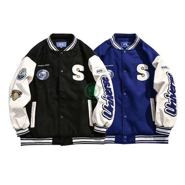 Jaquetas de beisebol do time do colégio unissex bordadas vintage personalizadas de alta qualidade 54