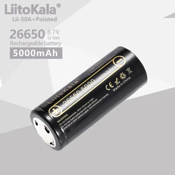 1pcs liitokala lii-50a 26650 5000mAh de alta capacidade 26650 Bateria de lítio para lanterna Bateria recarregável do banco de lítulos