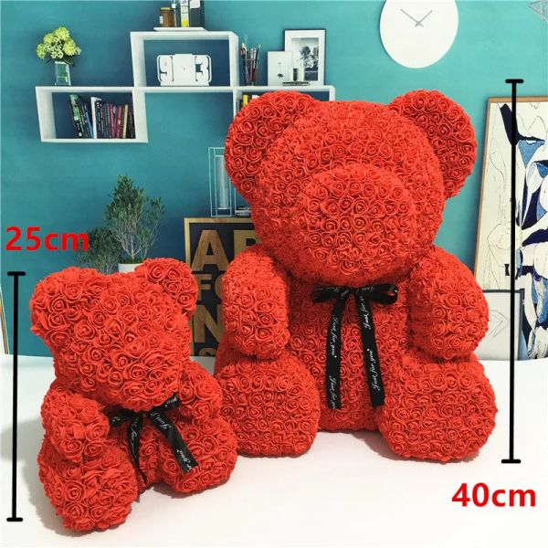 PE Plástico Flores Artificiais Rosa Urso Multicolor Espuma Rosa Flor Teddy Bear Dia dos Namorados Presente Festa de Aniversário Decoração de Primavera 2024302