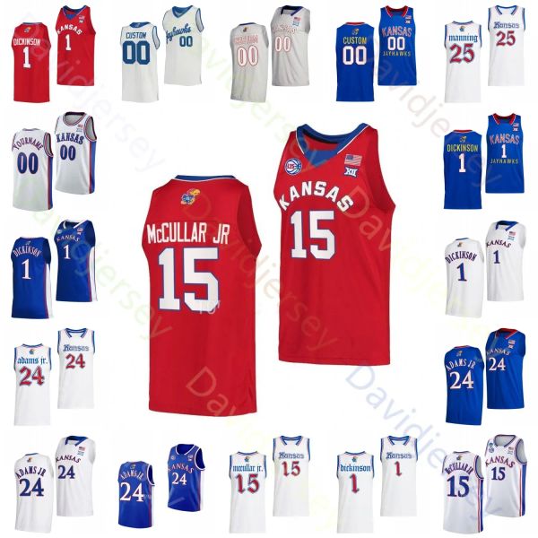 Kansas Jayhawks Basketball Jersey NCAA College Kevin McCullar Hunter Dickinson K J Adams Duan Harris Jr Johnny Furphy Elmarko Jackson Dick Agbi Manning