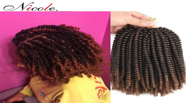 Nicole 30RootsPcs Crochet Braids Hair Extensions BlackBugBrown Omber Color Spring Hair Kinky Curly Synthetic Hair 82554892