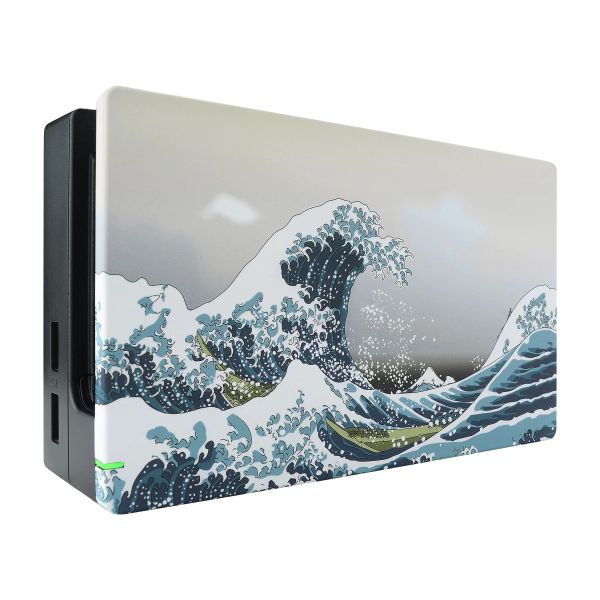 Custodie eXtremeRate Custom The Great Wave Soft Touch Grip Faceplate Custodia di ricambio fai-da-te per Nintendo Switch Dock