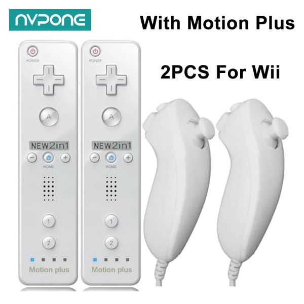 Геймпады, 2 комплекта, пульт дистанционного управления Motion Plus для консоли Wii Nintendo Wii, джойстик, пульт дистанционного управления, геймпад с контроллером Nunchuck