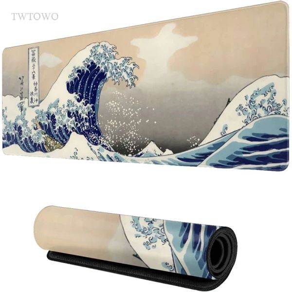 Pads Janpanese Great Wave Mouse Pad Gamer XL Grande Computador Home Mousepad XXL MousePads Borracha Natural Tapete de Mesa de Escritório Tapetes de Mouse