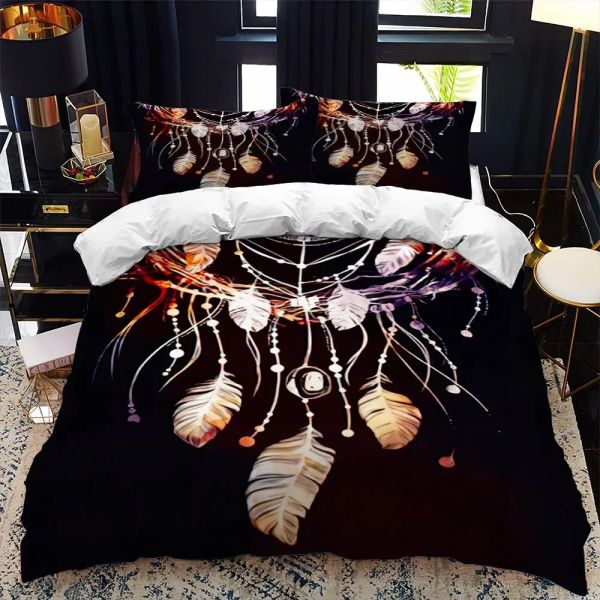 SET NAZIONALE DREAM Catcher Duvet Copertura Set Queen King Twin Full Size Copertura Black Bianche