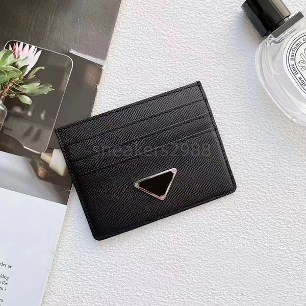 Designer carteira de luxo saco de cartão triângulo logotipo mini carteira de couro real assento de cartão moeda carteira feminina carteira de cartão assento chaveiro crédito pequeno saco de dinheiro com caixa