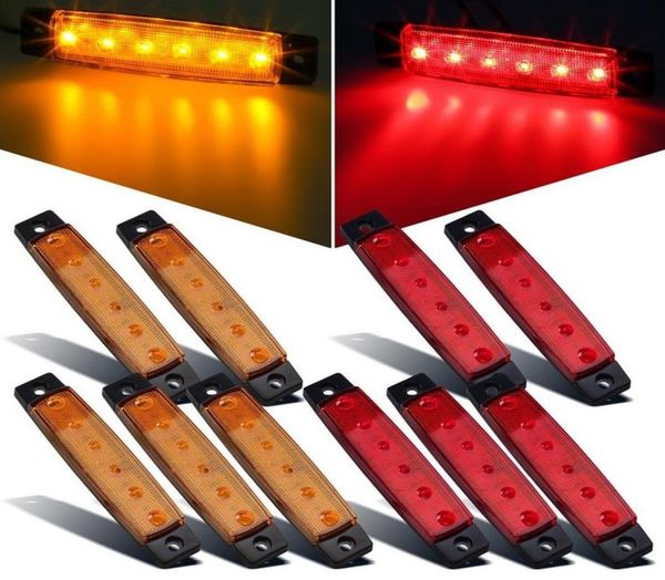 10 adet 38 inç 6 LED Amber Yan Led Marker Römork Işıkları Kamyon Marker Işıkları Arka Yan İşaretçi Işık Römork Led Markeri LIG3442197