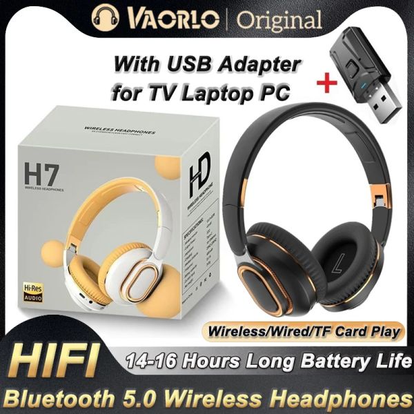 Kopfhörer H7 Tv Bluetooth-Kopfhörer, kabelloser Kopfhörer mit Mikrofon, USB-Adapter, Headset, Geräuschunterdrückung, Stereo, faltbarer Bass für TV-Kopfhörer