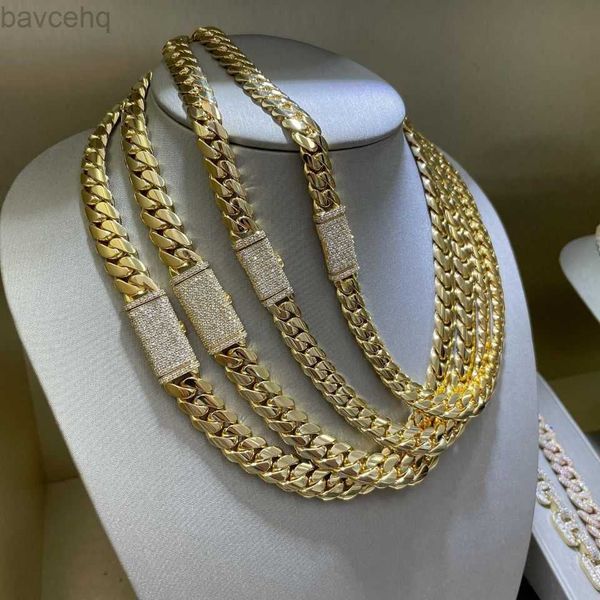 Anhänger-Halsketten, Hip-Hop-Schmuck, Design, luxuriös, individuell, 14 Karat echtes Gelbgold, schwere schlichte Miami-kubanische Bordstein-Gliederkette für Männer 240302