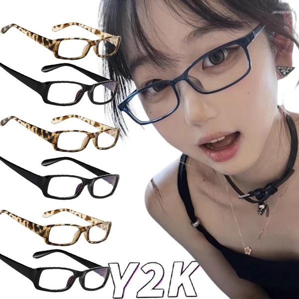 Occhiali da sole stile vintage piccoli occhiali con montatura quadrata nera Y2K Millennium Sweet Cool Spicy Girl Premium Feel Cosplay Pography Occhiali da vista