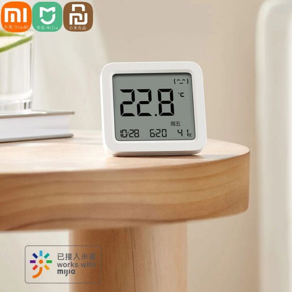 Controle xiaomi mijia inteligente lcd bluetooth termômetro 3 sem fio elétrico higrômetro digital sensor de umidade temperatura com mi casa app