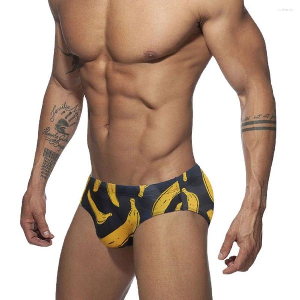 Costumi da bagno da uomo con stampa a banana push up da uomo slip da bagno bikini sexy costume da bagno da uomo costume da bagno a vita bassa da spiaggia surf pantaloncini sportivi