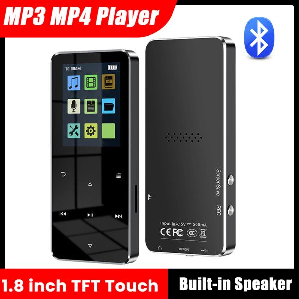 Alto-falantes 1,8 polegadas TFT MP3 MP4 Player Touch Screen Bluetoothcompatível 5.0 MP3 Player Sports Walkman com gravação de ebook Alto-falante embutido