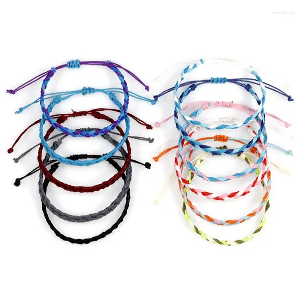 Braccialetti con ciondoli Alla moda intrecciato colorato fatto a mano braccialetto di corda intrecciata corda di cera impermeabile etnica per regali di gioielli da donna