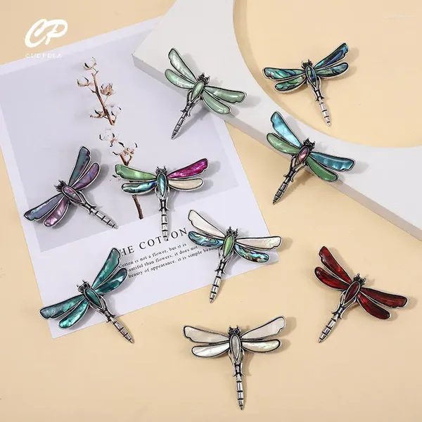 Broches moda concha incrustada libélula broche pino dos desenhos animados abalone corsage acessórios de roupas