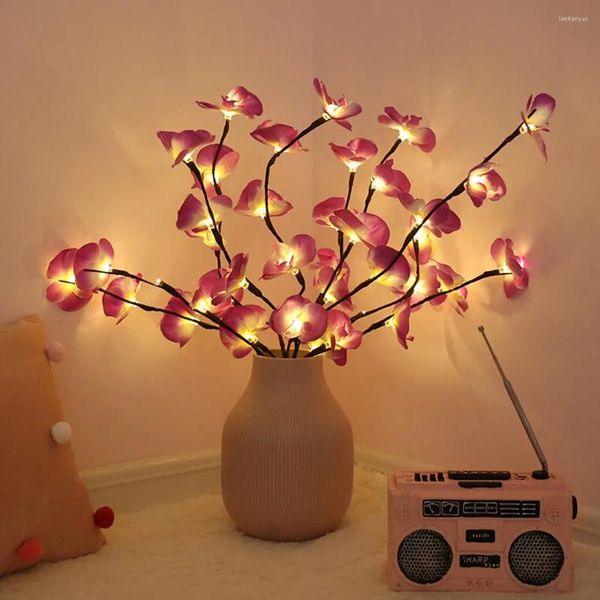 Fiori decorativi luci di rami luminosi 2 pezzi Decor Home Christmas Garden Party Floral Phalaenopsis Tree Bouquet lavorato a maglia