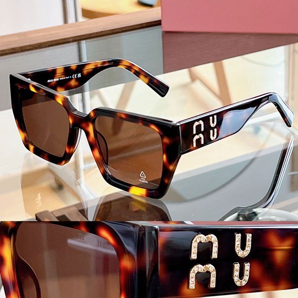 Óculos de sol com logotipo MIU di lusso montatura em acetato quadrato tartarugato uomo e donna óculos de sol sol outdoor estilo casual SUM07S