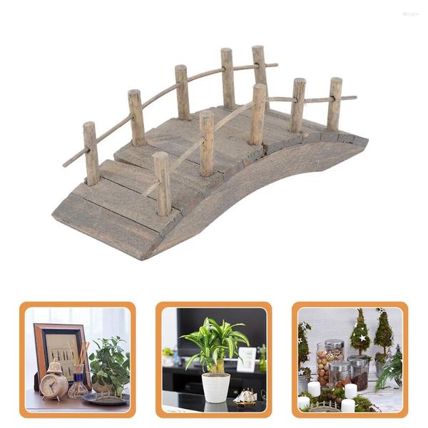 Decorazioni da giardino 2 pezzi Mini ponte ad arco in legno Decor in miniatura per statua micro scena Modello pratico