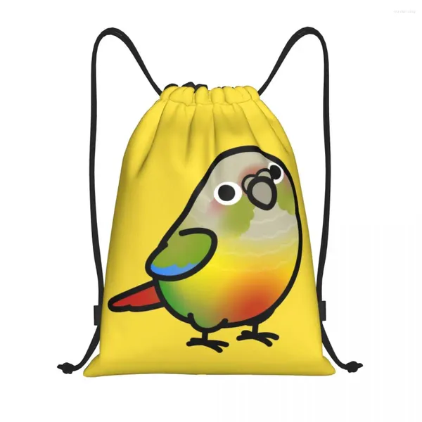 Einkaufstaschen Chubby Pineapple Green Cheek Conure Rucksack mit Kordelzug, Sport-Sporttasche für Damen und Herren, Papageien-Vogel-Trainingssack
