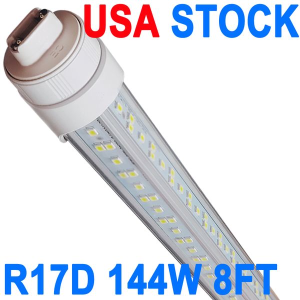 Lampadina LED R17D 8FT, a forma di V, tubi LED T8 da 144 Watt, copertura pulita, 18000LM super luminosa, luce da negozio a 2 pin, luce fluorescente T8 per armadio garage magazzino crestech