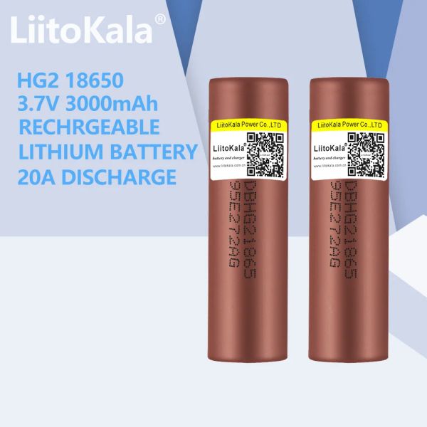 LiitoKala HG2 18650 3000mah 3.7V Alta descarga 18650 Bateria 30A Bateria recarregável de alto dreno ou lanterna Box Mod