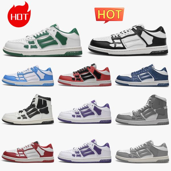 Designer Herren Sportschuhe Skeleton Bones Runner Damen Schwarz Weiß Blau Grün Sportschuhe Skel Top Low Echtes Leder Schnürtrainer Basketball Freizeitschuhe S254