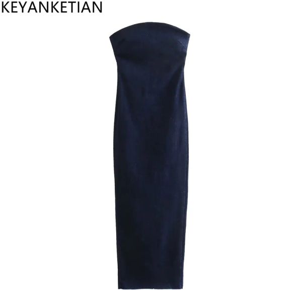 Abiti Keyanketian Summer NW Women's Women Wardfitting Oneline Neck Denim Desine Fashi