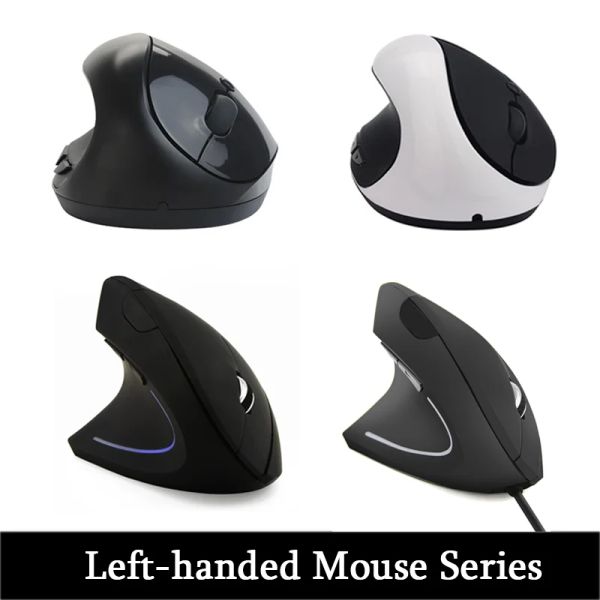 Ratos mão esquerda vertical mouse ergonômico sem fio mouse 1600 dpi gaming óptico usb com fio mouse para computador portátil desktop computador escritório