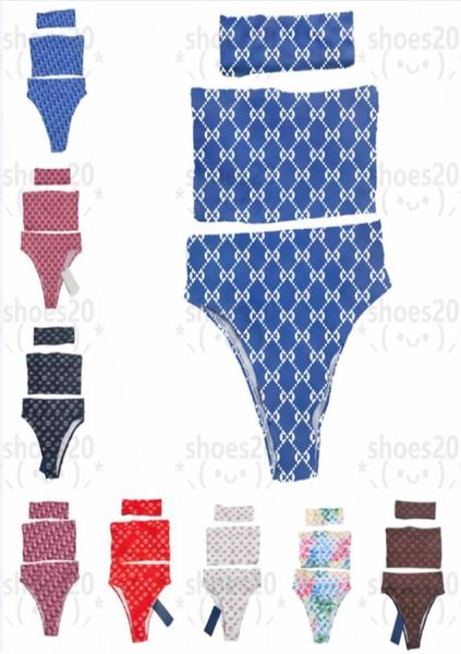 Costume da bagno a tre pezzi di tendenza Hipster imbottito da donna039s Costumi da bagno firmati All'aperto Fasciatura da spiaggia Abbigliamento da bagno di lusso1572400