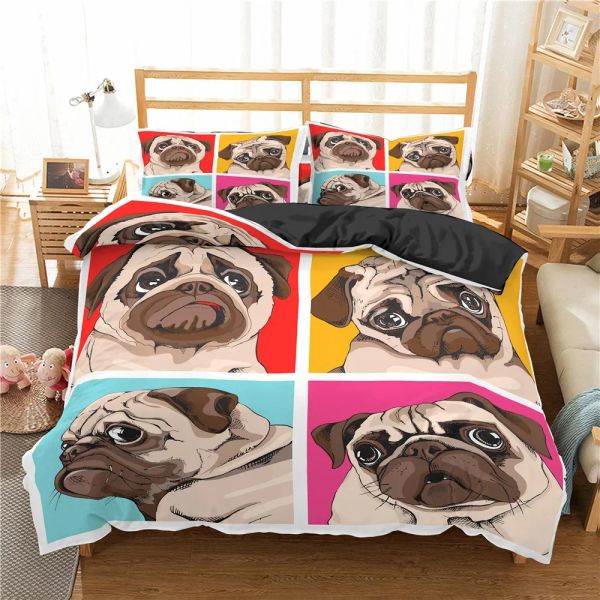 Set di biancheria da letto animale set cartoon cartonizze per cani piumone set di coperture per bambini copertura con pilo